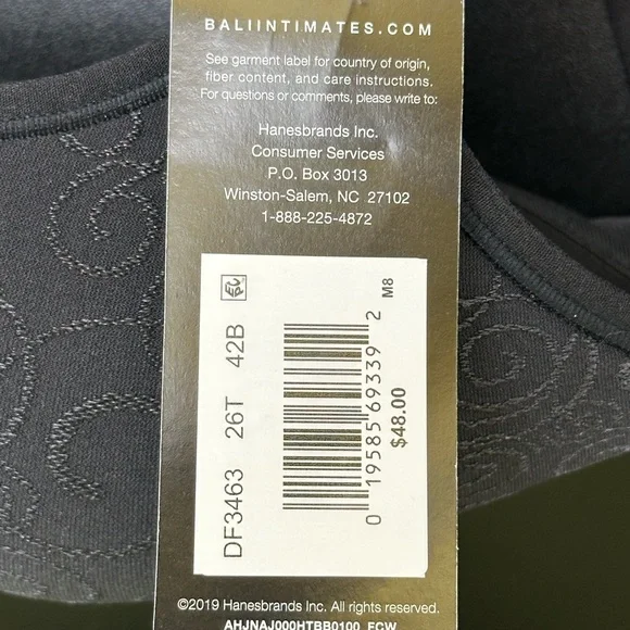 New Bali Cool Comfort Bra 42B Lightly Padded Wireless Soft - Picture 10 of 14